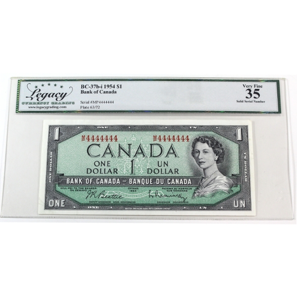 BC-37b-i 1954 $1 Solid 4's M/P4444444 Legacy VF35