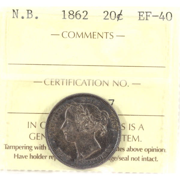 New Brunswick 20-cent 1862 ICCS EF40