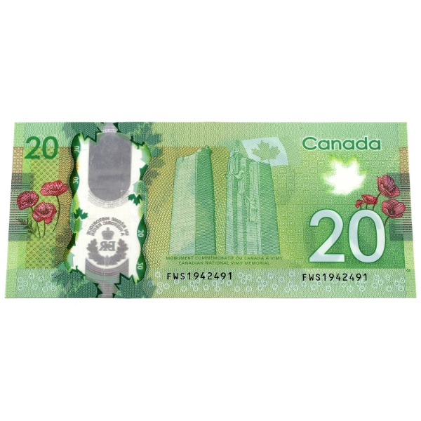 RADAR BC-74 2015 $20 4-digit RADAR Birth Year Note AU Wilkins-Poloz SN:FWS1942491