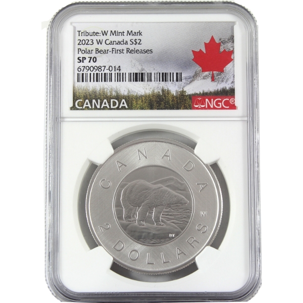 1oz 2023W $2 Tribute: W Mint Mark Polar Bear First Releases NGC SP70 (Tax Exempt)