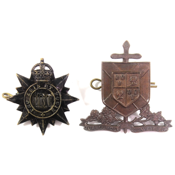 St. Francis Xavier University & Victoria Rifles of Canada Cap Badges. 2pcs