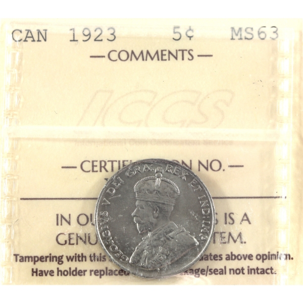 5-cent 1923 ICCS MS63