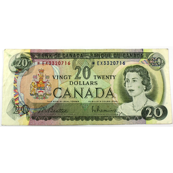 BC-50aA 1969 $20 VF Beattie-Rasminsky SN:*EX3320716