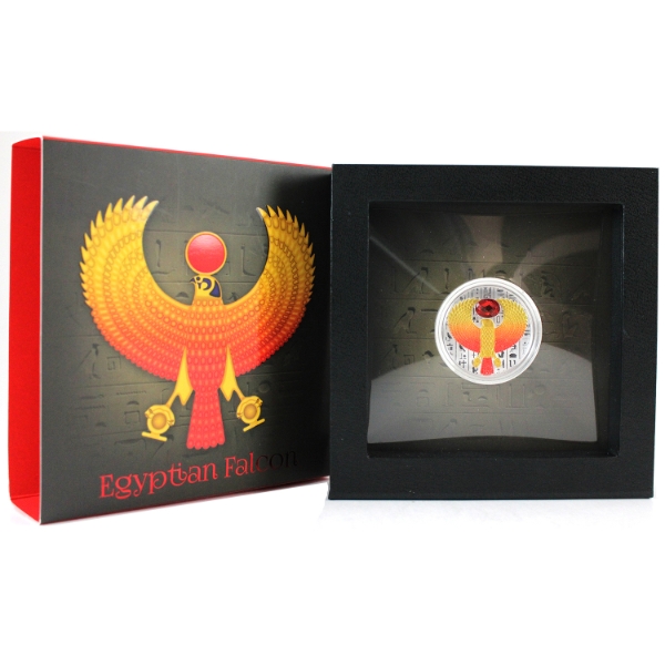 Niue 2020 $1 Egyptian Falcon Fine Silver Coin w/ Faceted Stone