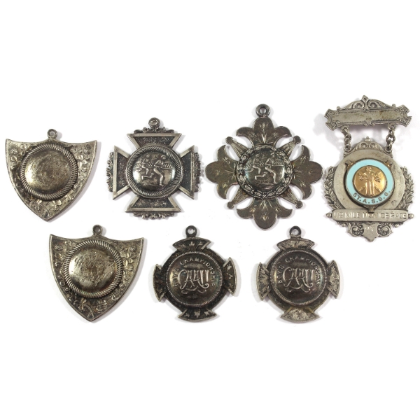 7x Bulk Lot of 1907-1910 Sterling Silver Racing Medals, Some Named. 7pcs.