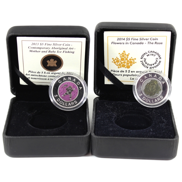 Group Lot of 2013 & 2014 $5 Fine Silver Coins (Tax Exempt)