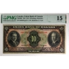 Image 1 : 730-20-04 1921 $10 Union Bank PMG Choice F15 Hamilton-Galt S/N: 040399 ppB *Scarce!* 