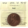 Image 1 : Newfoundland 1-cent 1936 ICCS MS63 Red
