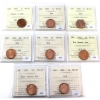 Image 1 : 1-cent 1982, 1983 Far Beads, 1983 Near Beads, 1984, 1985 Blunt 5, 1987, 1988 & 1989 ICCS MS65 Red