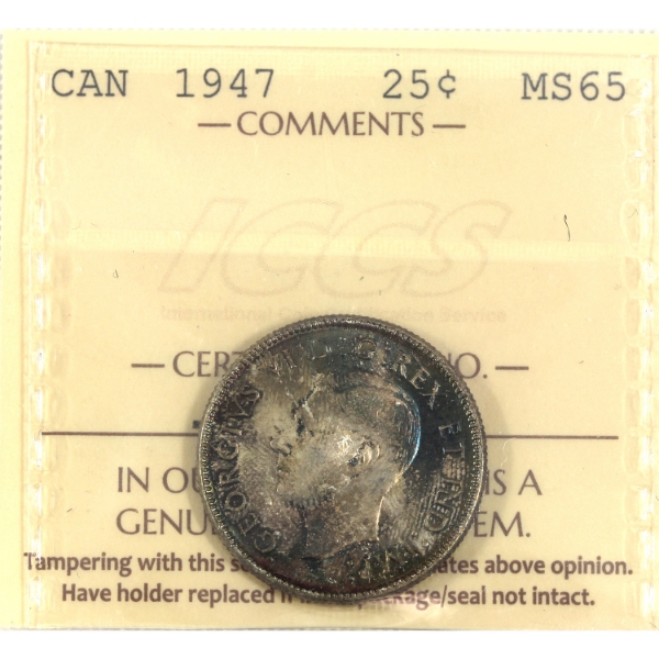 25-cent 1947 ICCS MS65