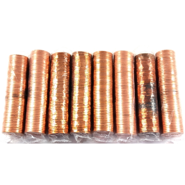 8x Unknown Date Double Headed 1-cent Rolls of 50pcs. 8 Rolls.