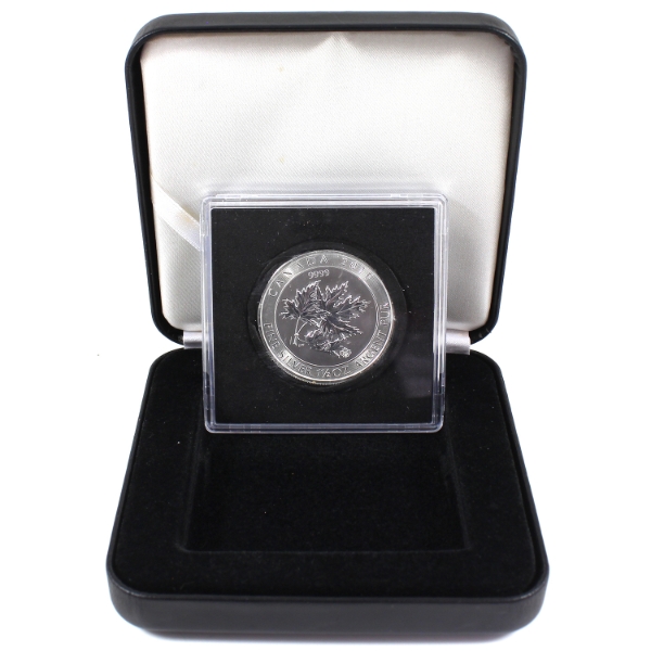 2016 $8 Maple Leaves 1.5oz .9999 Fine Silver Coin in Nobile Quadrum XL Case/Capsule (Tax Exempt)