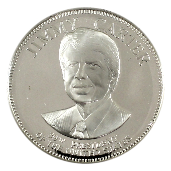 1974 Franklin Mint Jimmy Carter- 39th President of the United States 1oz Sterling Silver Medal