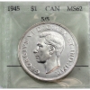 Image 1 : Silver $1 1945 5/5 Prestige Certified MS62. Nice blast white coin