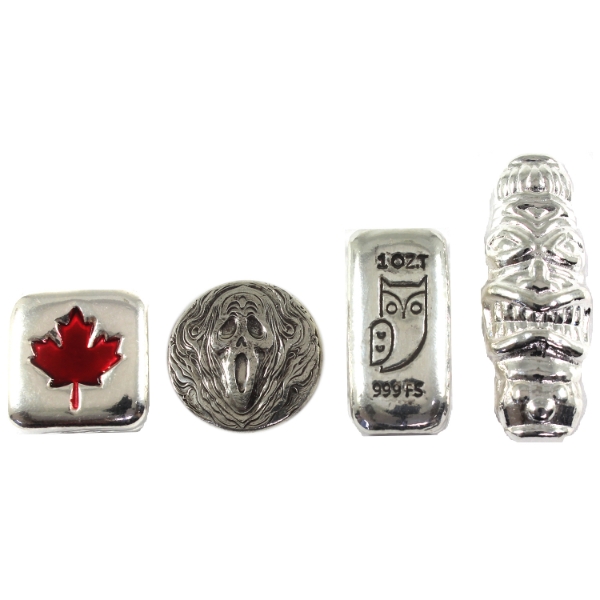 3.5oz Lot Total! RSSC .999 Fine Silver Bars & Round. 4pcs. (Tax Exempt)