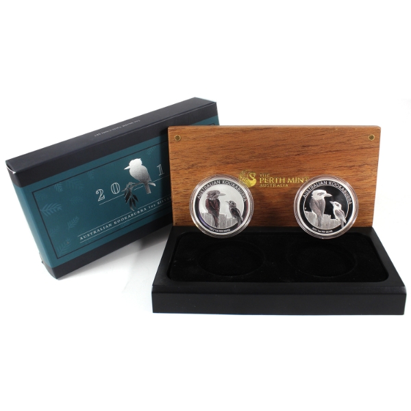2x 1oz Australia 2017 Kookaburra .999 Fine Silver 2-coin Set in Case (Tax Exempt)