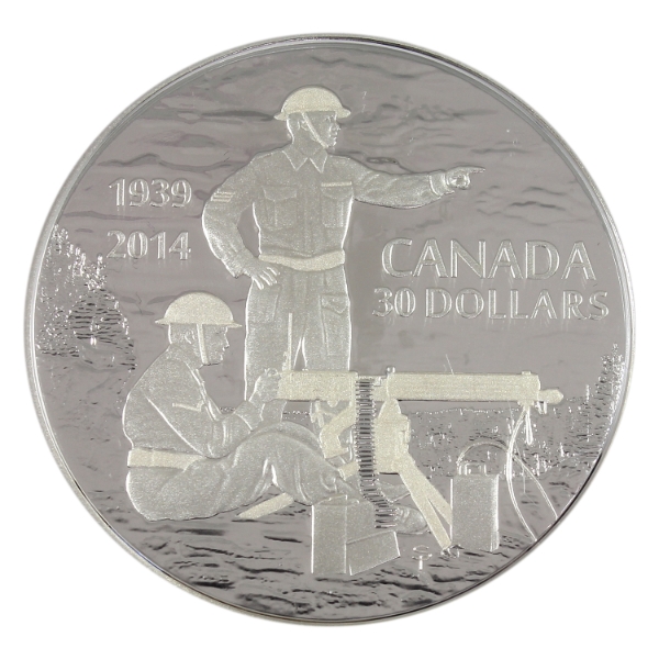 2014 $30 75th Anniversary of the Declaration of WWII 2oz .9999 Fine Silver Coin (Tax Exempt)