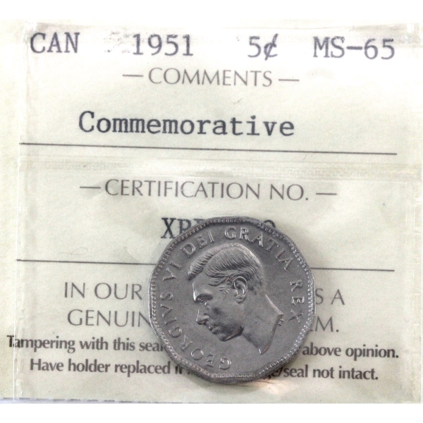 5-cent 1951 ICCS MS65