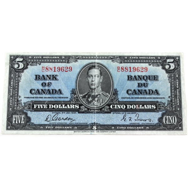 BC-23b 1937 $5 Gordon-Towers SN:B/C8819629
