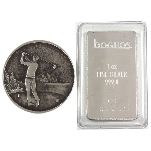 2x 1oz Assorted .999 Fine Silver Round & Bar. 2pcs. (Tax Exempt)