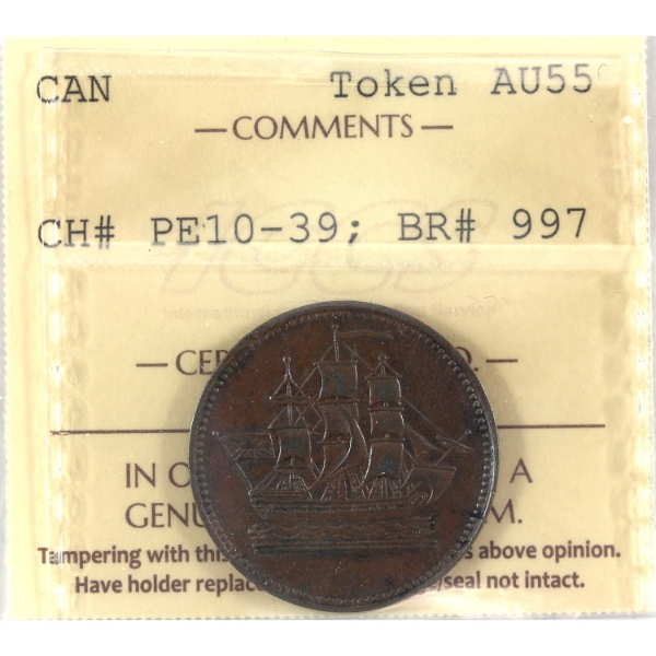BR-997, CH-PE-10-39 Ships, Colonies, & Commerce Token ICCS AU55