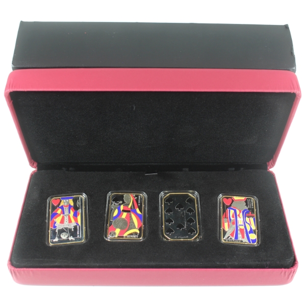 2008 $15 Playing Card Money 4-Coin Sterling Silver Set 
