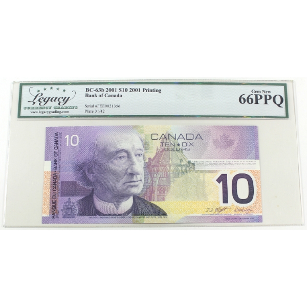 BC-63b 2001 $10 FEE Prefix Legacy GEM UNC66 PPQ Knight-Dodge Printed in 2001 SN: FEE0021356
