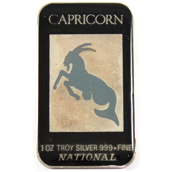 1oz National Mint Capricorn .999 Fine Silver Enameled Bar (Tax Exempt)
