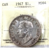 Image 2 : Silver $1 1947 Blunt 7 ICCS MS64