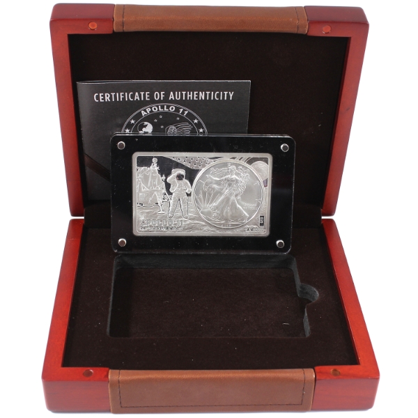 USA 2019 Most Famous Coin Bar Series- 50th Ann. Apollo 11 1oz Coin Inside of 2oz Bar