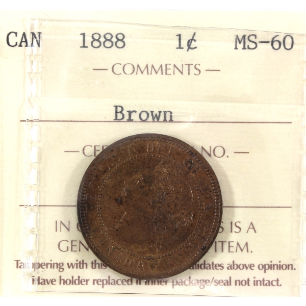1-cent 1888 ICCS MS60 Brown