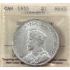 Image 1 : Silver $1 1935 Dbl Voyageur ICCS MS65