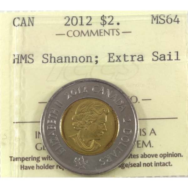 $2 2012 HMS Shannon; Extra Sail ICCS MS64