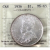 Image 1 : Silver $1 1936 ICCS MS65