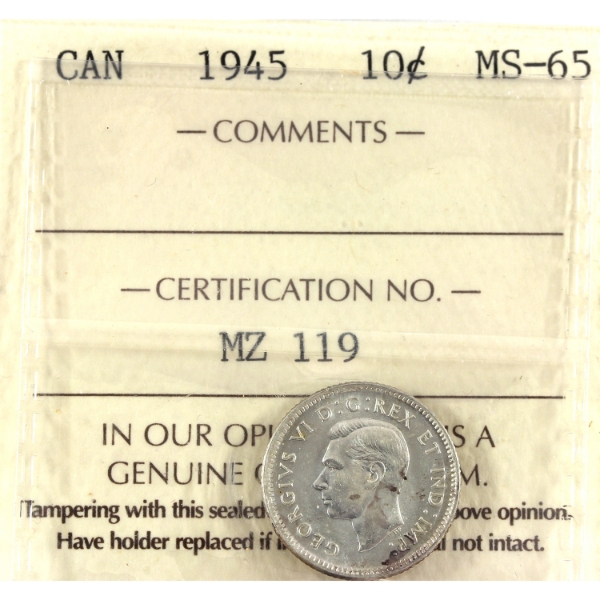 10-cent 1945 ICCS MS65