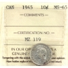 Image 1 : 10-cent 1945 ICCS MS65