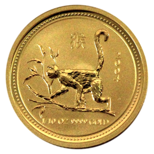 1/10oz Australia 2016 $15 Year of the Monkey .9999 Fine Gold Coin (Tax Exempt)