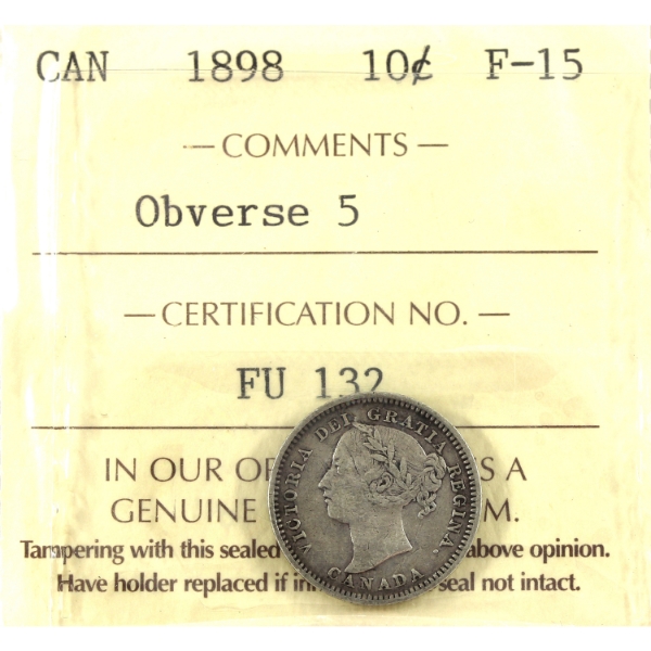 10-cent 1898 Obverse 5 ICCS F15