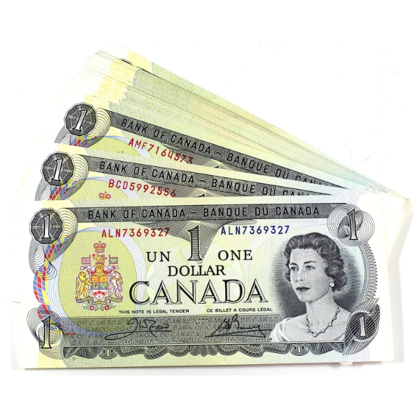 Bulk Lot of 1973 $1 Banknotes. 32pcs.