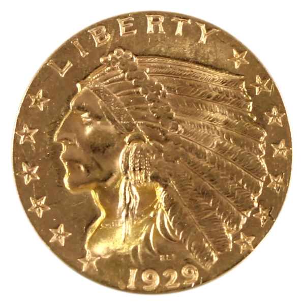 USA Gold 1929 $2.50 Quarter Eagle UNC+