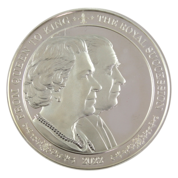Barbados Silver 2022 $5 From Queen to King The Royal Succession 1oz .999 Fine Silver Coin