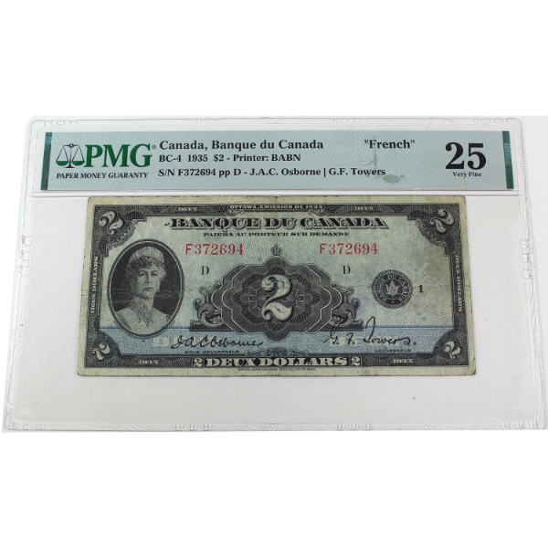 BC-4 1935 $2 French PMG VF25 Osborne-Towers SN: F372694