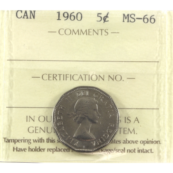 5-cent 1960 ICCS MS66 