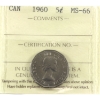 Image 1 : 5-cent 1960 ICCS MS66 
