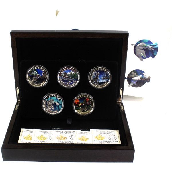 2016 $20 Geometry in Art 1oz .9999 Fine Silver 5-Coin Set (Tax Exempt)