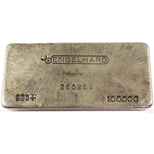 100oz Engelhard Canada Vintage 4th Series .999+ Silver Bar, SN: 260262 (Tax Exempt)