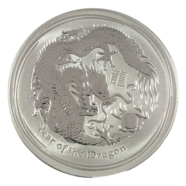 2oz Australia 2012 $2 Year of the Dragon .999 Fine Silver Round (Tax Exempt)
