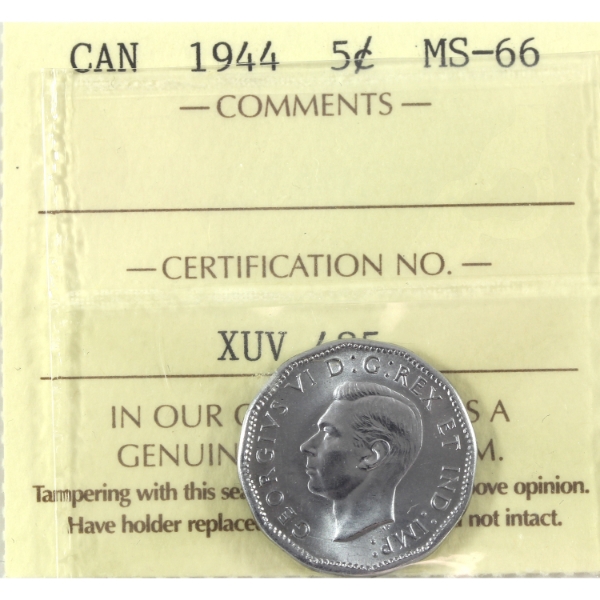 5-cent 1944 ICCS MS66