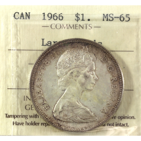 Silver $1 1966 Large Beads ICCS MS65