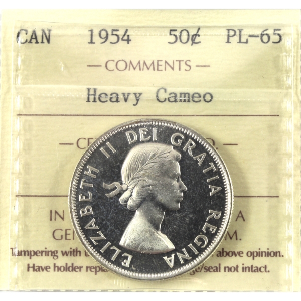 50-cent 1954 ICCS PL65 Heavy Cameo